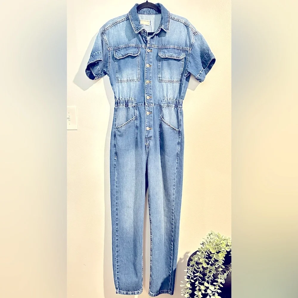 We the Free Marci Denim Jumpsuit small - Picture 2 of 4